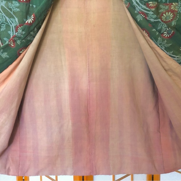 ❌SOLD Vintage Green Floral Cotton “Boro” Cropped Kimono Robe Jacket - Picture 7 of 13